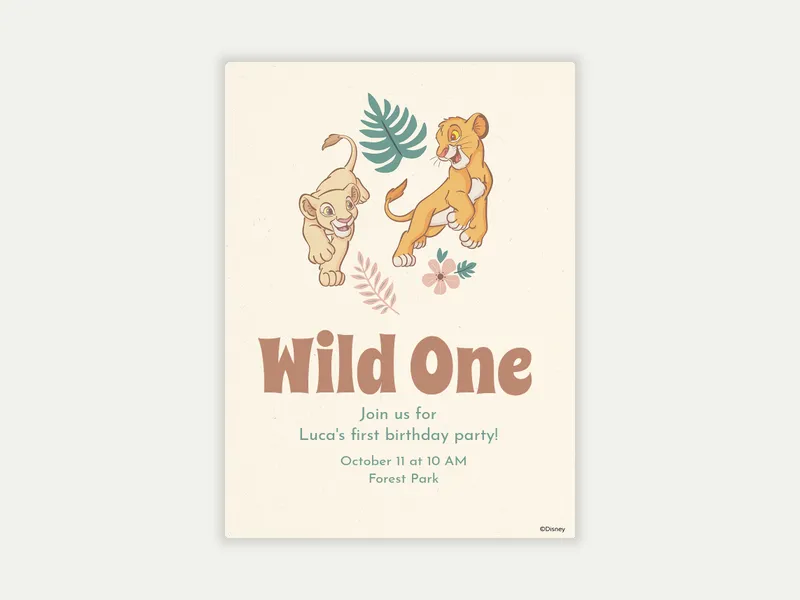 Disney’s the Lion King: Pride Rock Pals Invitation free template design