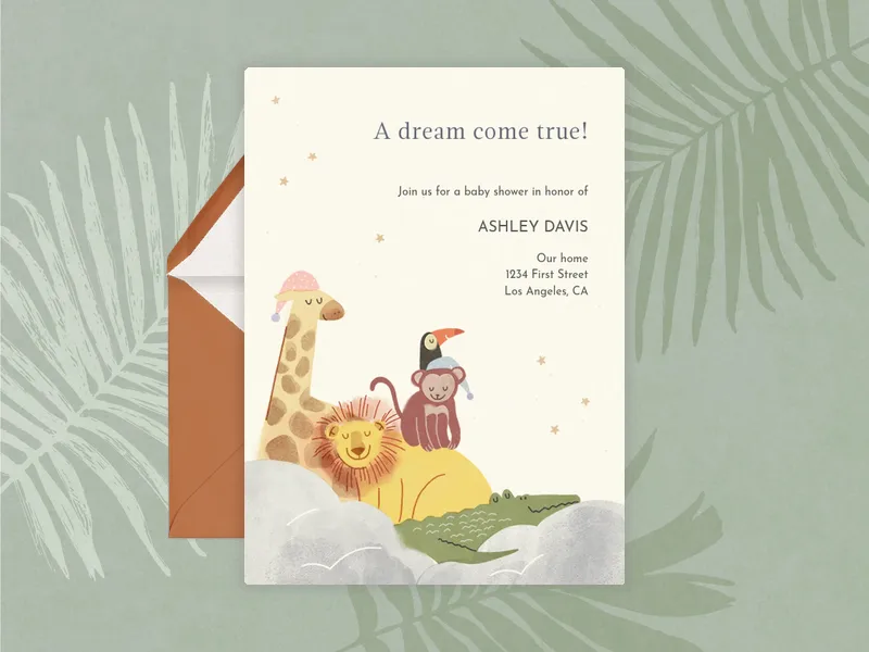 Jungle Animals Invitation premium template design