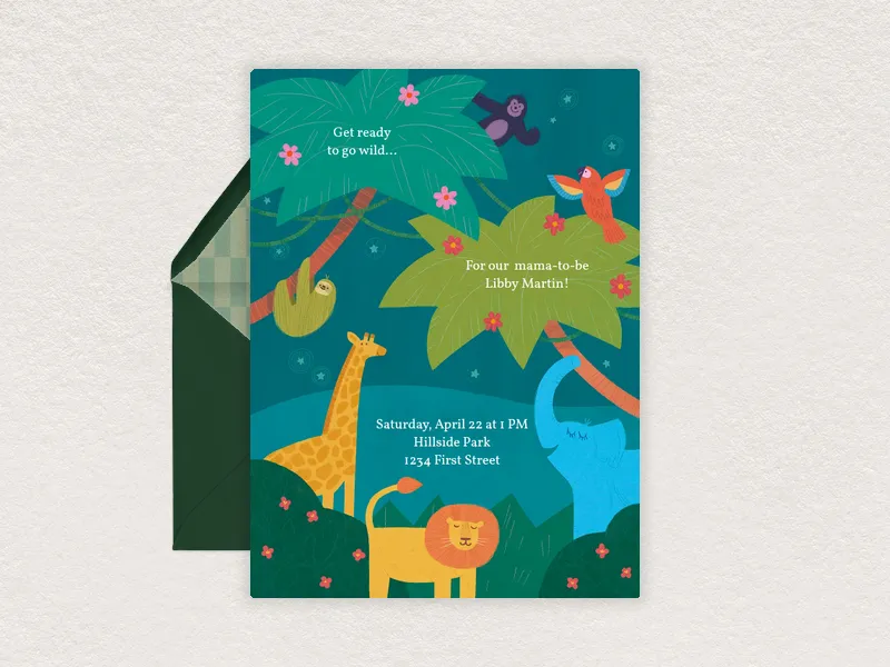 Go Wild for the Little One Invitation premium template design