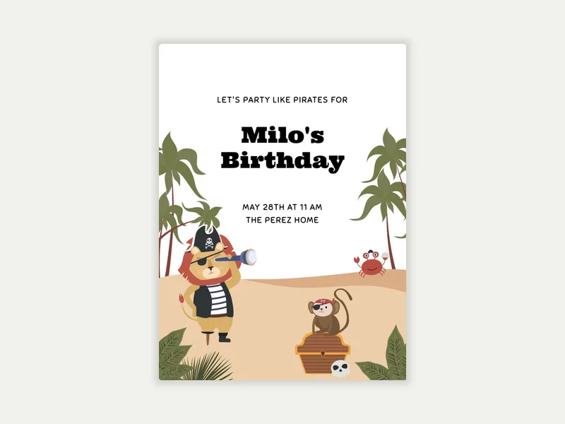 Beach Critters Invitation free template design