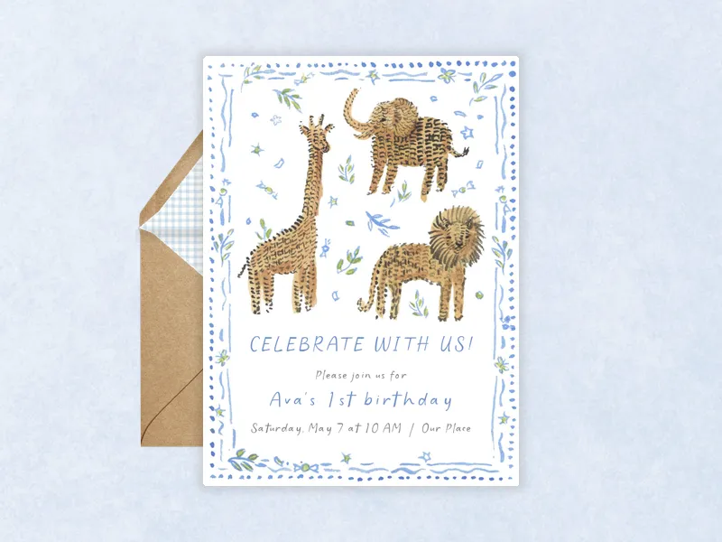 Safari Animals Invitation premium template design
