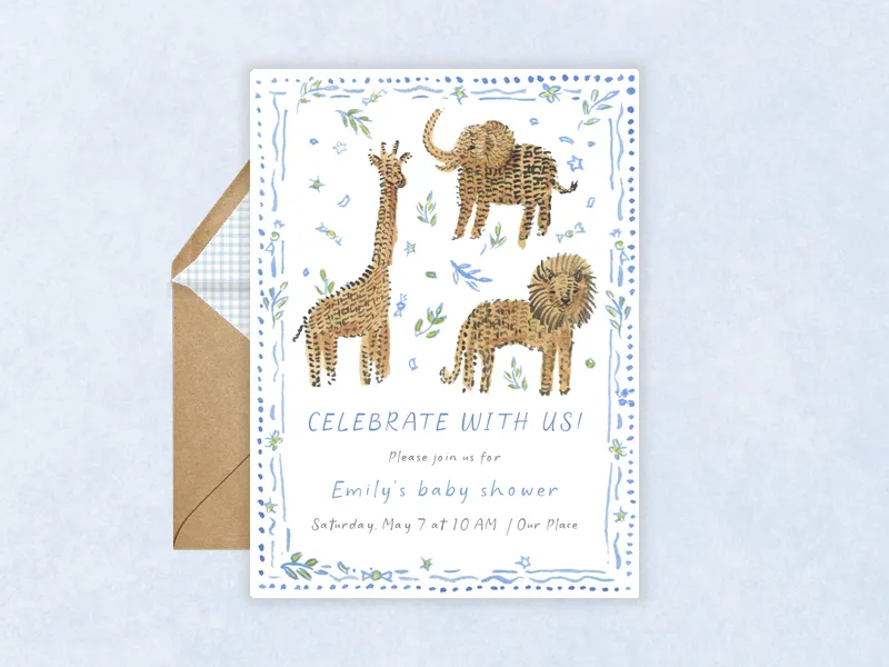 Safari Animals Invitation premium template design