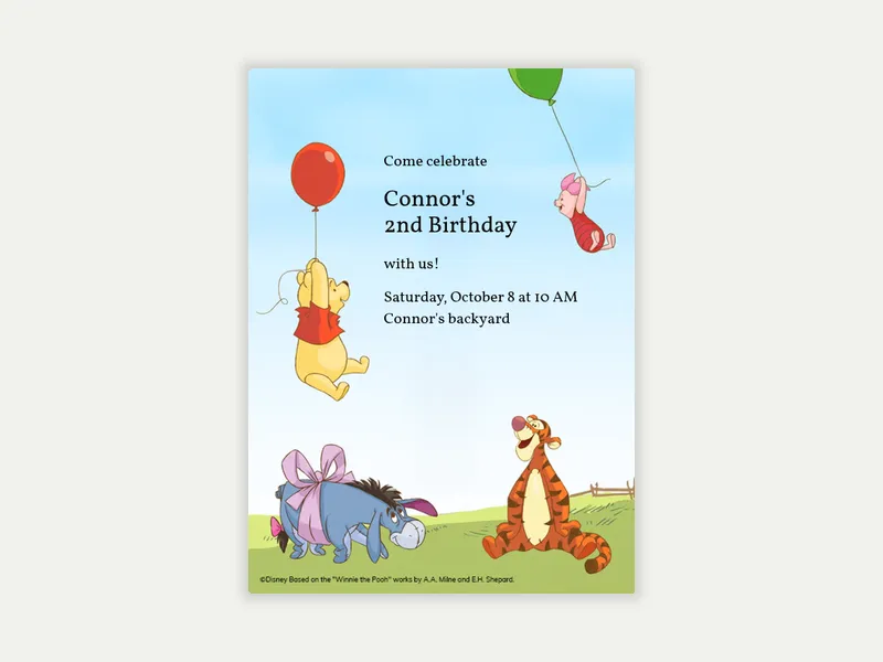 Disney’s Winnie the Pooh: Pooh & Pals Invitation free template design