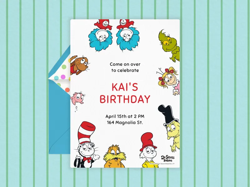 Dr. Seuss: Mini Buddies Invitation premium template design