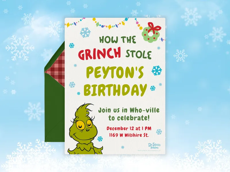 Dr. Seuss: Hey Little Grinch - featured - Invitation