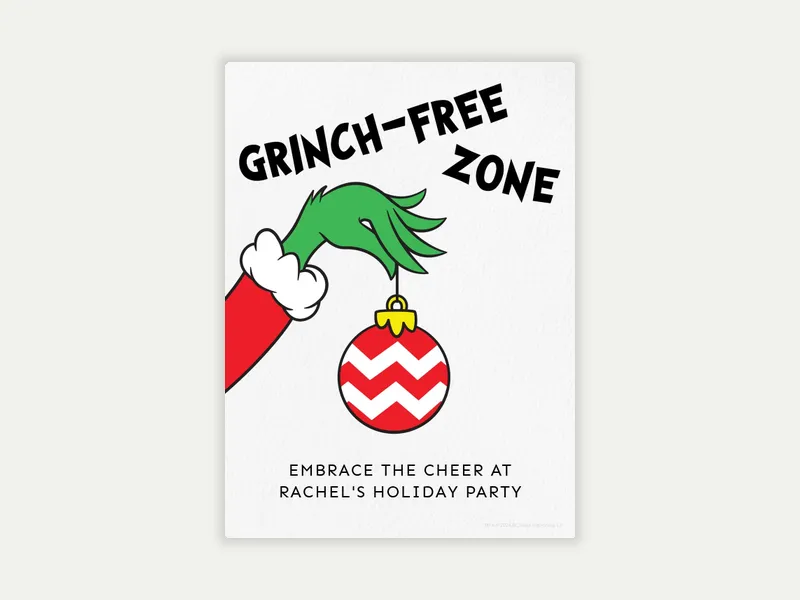 Dr. Seuss: Grinch Free Zone Invitation free template design