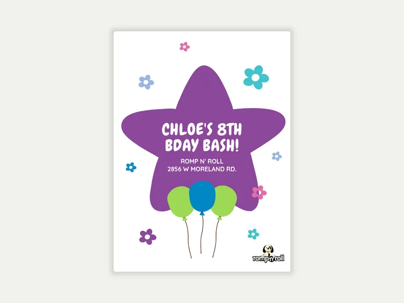 Romp n’ Roll: Big Birthday Star - romp_n_roll - Invitation