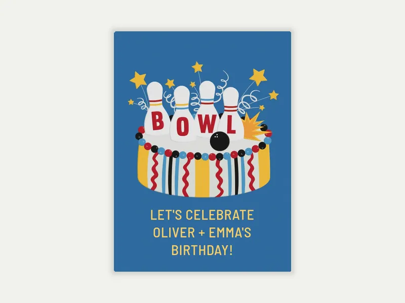 Birthday Cake Bowling Invitation free template design