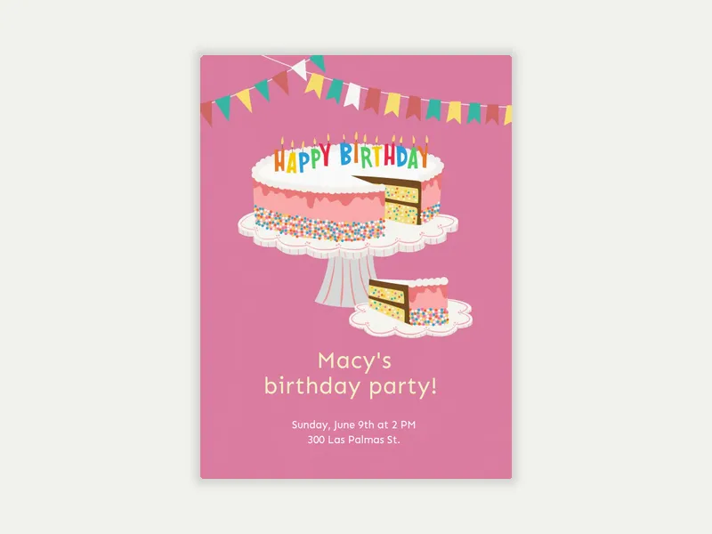 Birthday Cake Sprinkles Invitation free template design