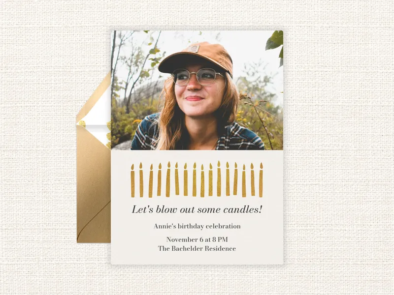 Birthday Candles (Photo) Invitation premium template design