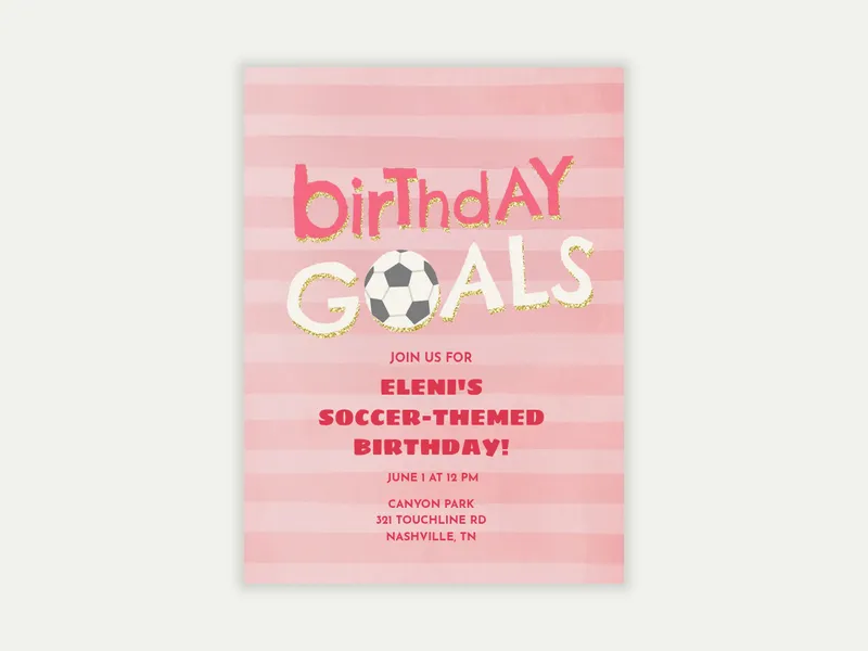 Birthday Girl Soccer Goals Invitation free template design