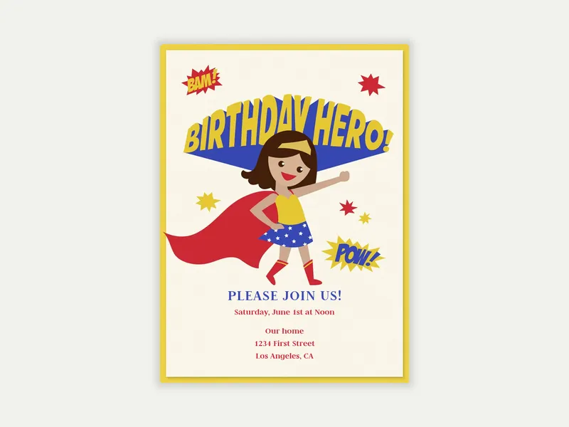 Birthday Girl Hero - kids_and_teens - Invitation