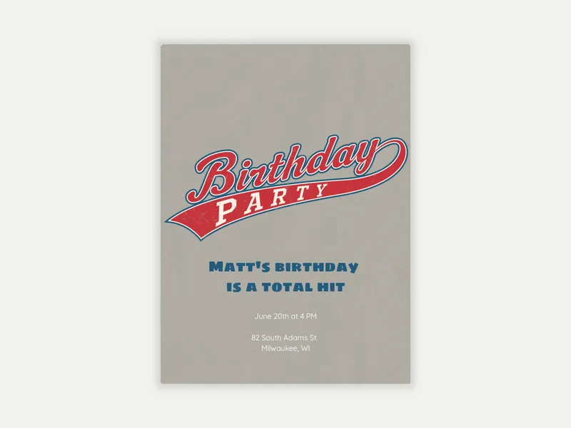 Baseball Swoosh Invitation free template design
