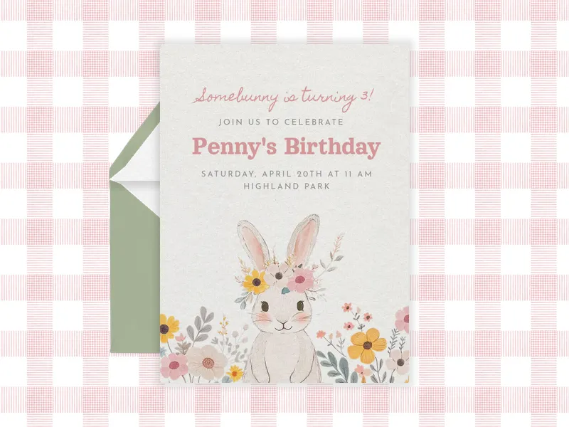 Blushing Bunny Invitation premium template design
