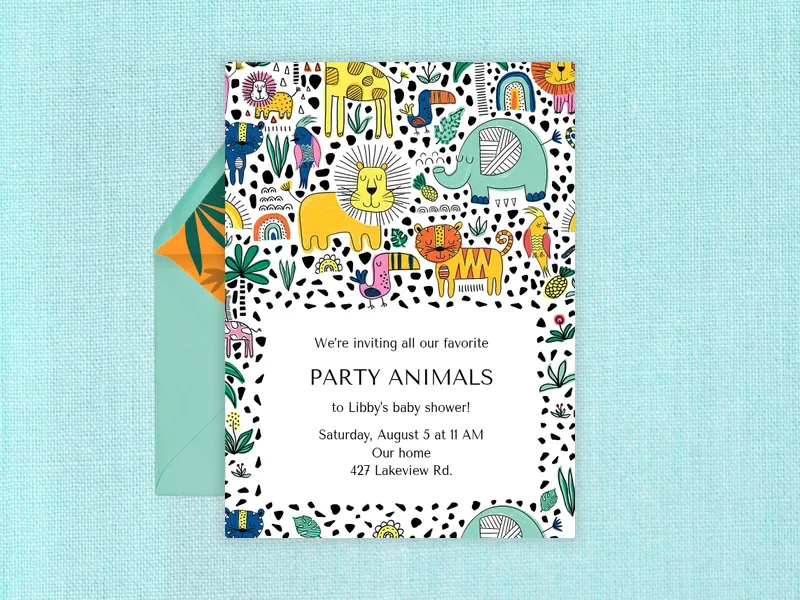 Botanical Animals Invitation premium template design
