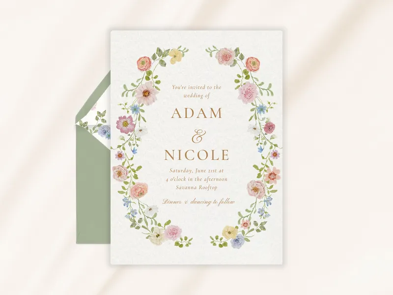 Pastel Botanical Wreath - wedding_weekend - Invitation