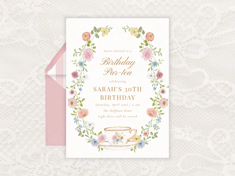 Pastel Botanical Wreath - birthday_foradults - Invitation