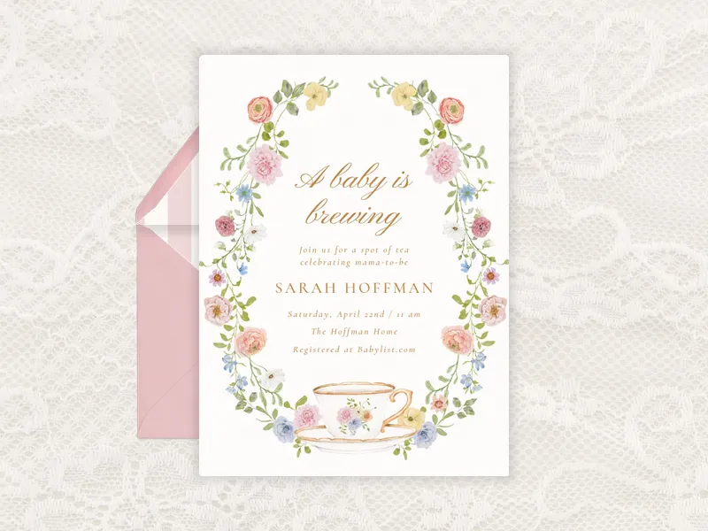 Pastel Botanical Wreath Invitation premium template design