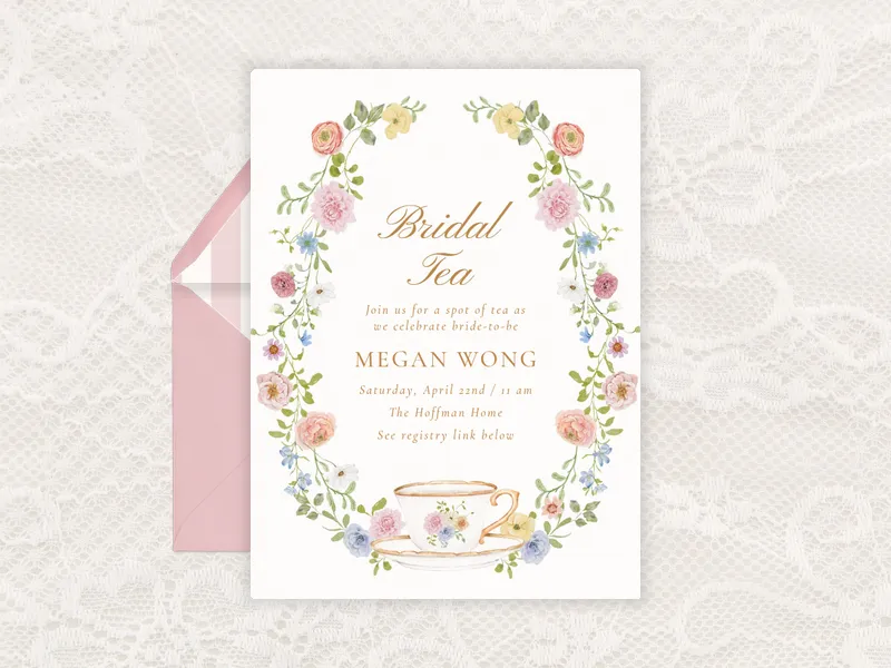 Pastel Botanical Wreath - featured - Invitation