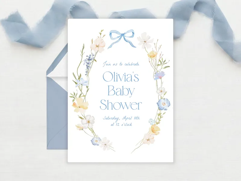 Bow & Blossoms - baby_shower - Invitation