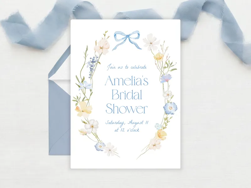 Bow & Blossoms Invitation premium template design