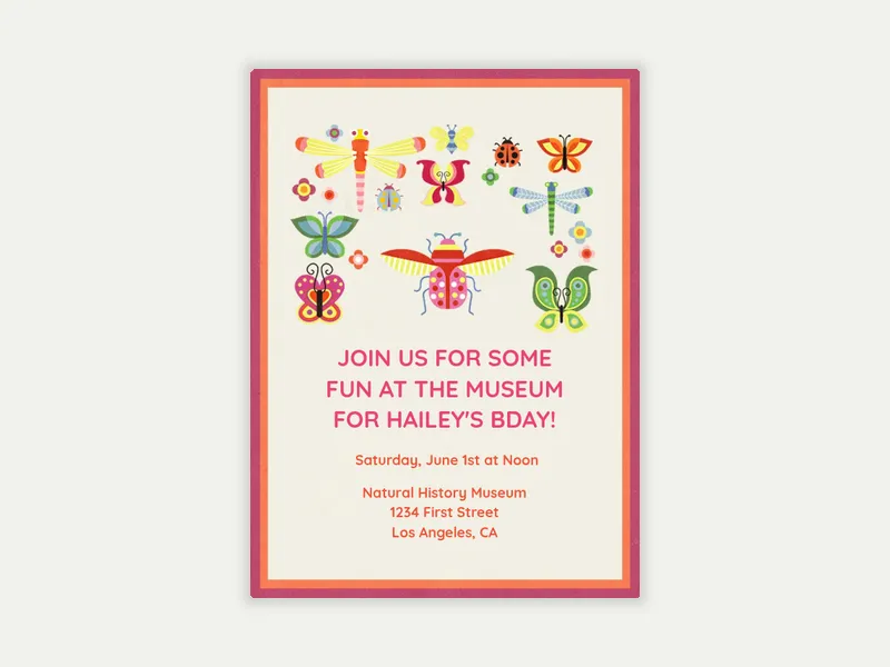 Colorful Bugs Invitation free template design
