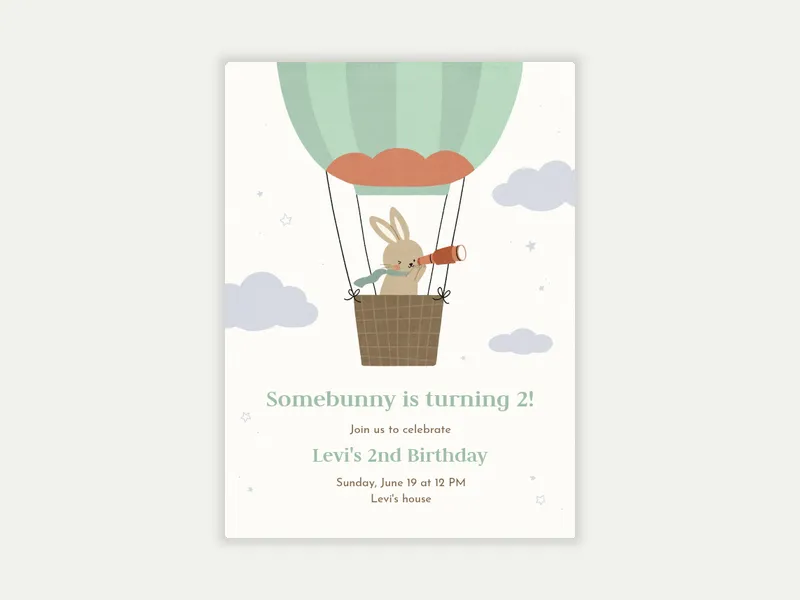 Bunny Balloon Invitation free template design