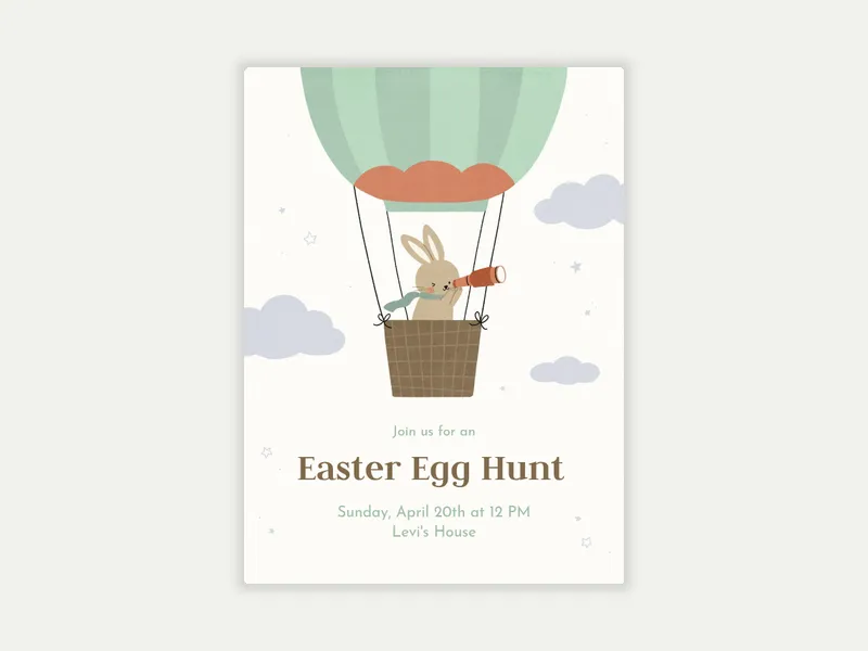 Bunny Balloon Invitation free template design