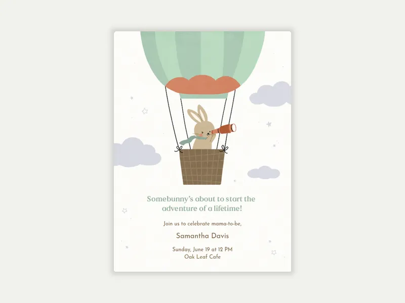 Bunny Balloon Invitation free template design