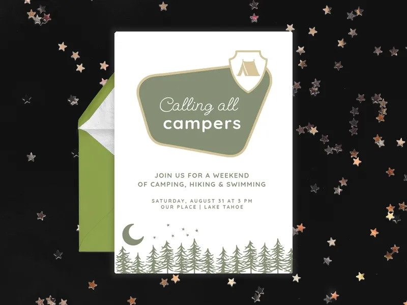 Camping Time Invitation premium template design