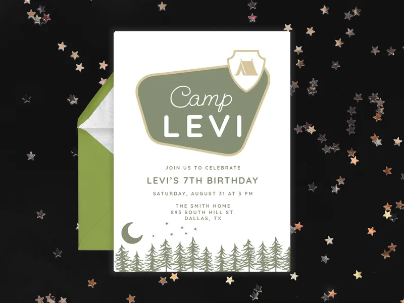 Camping Time Invitation premium template design