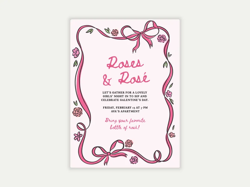 Floral Ribbon Invitation free template design