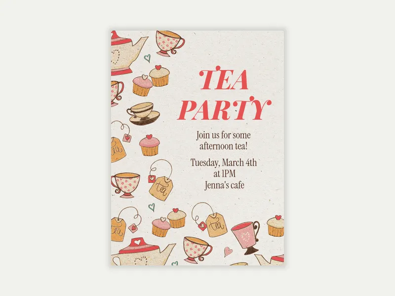 Time for Tea Invitation free template design