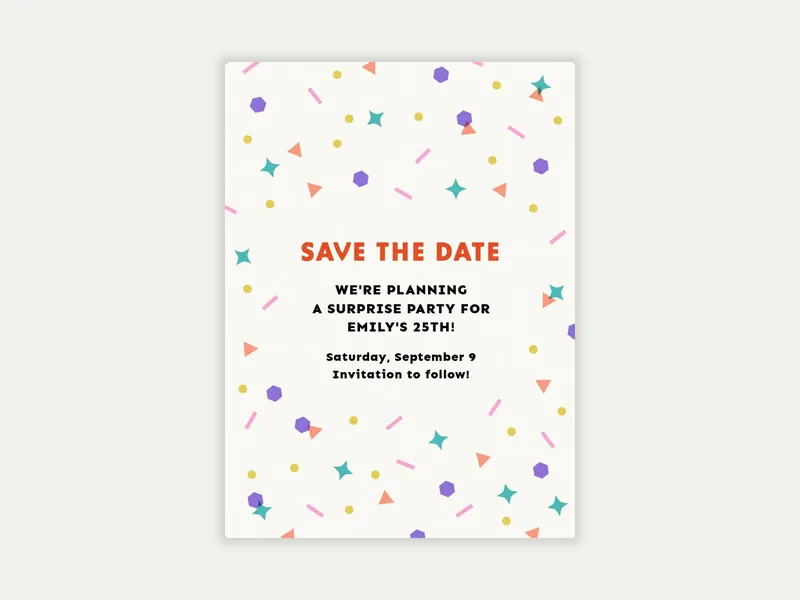 Confetti & Joy - Save the Date free template design