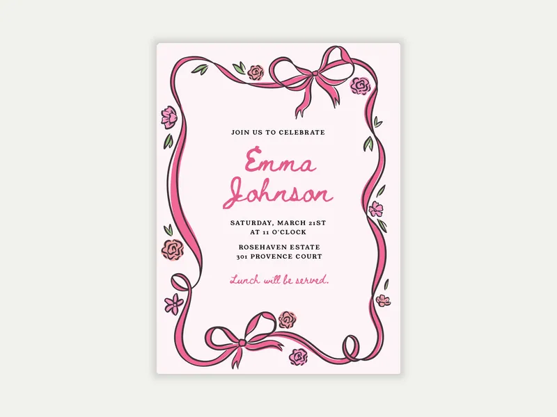 Floral Ribbon Invitation free template design