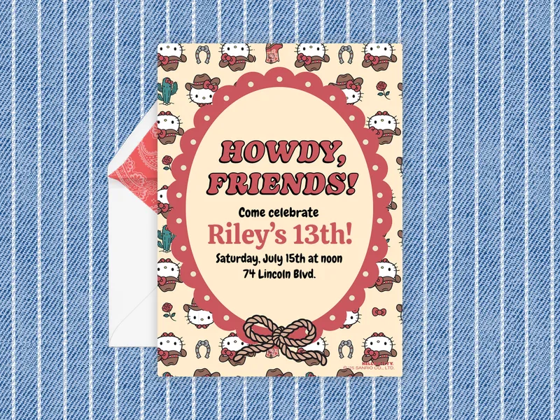 Sanrio’s Hello Kitty: Western Dreams Invitation premium template design