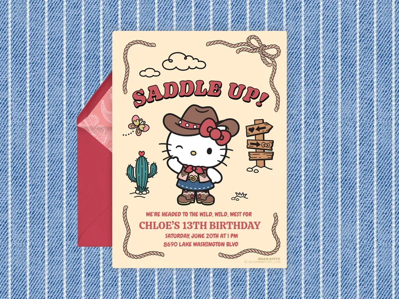 Sanrio’s Hello Kitty: Wild West Invitation premium template design