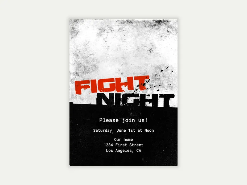 Watch the Fight Invitation free template design