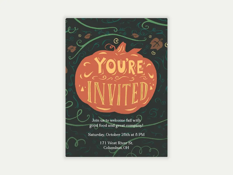 Pumpkin Swirl Invitation free template design