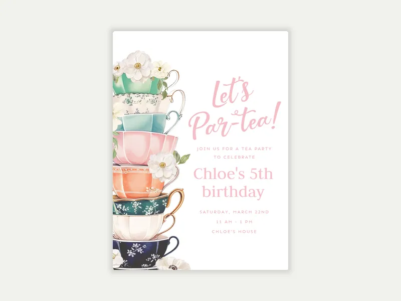 Teacup Stack Invitation free template design