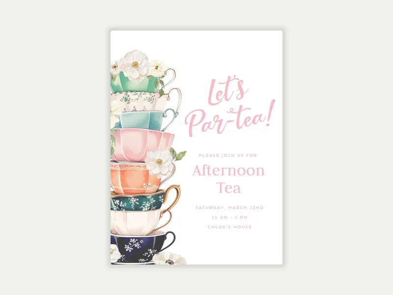 Teacup Stack Invitation free template design