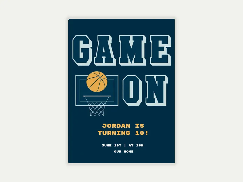 Game On Hoop Invitation free template design