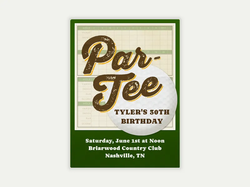 Golf Partee Invitation free template design