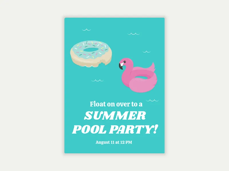 Pool Party Floaties Invitation free template design