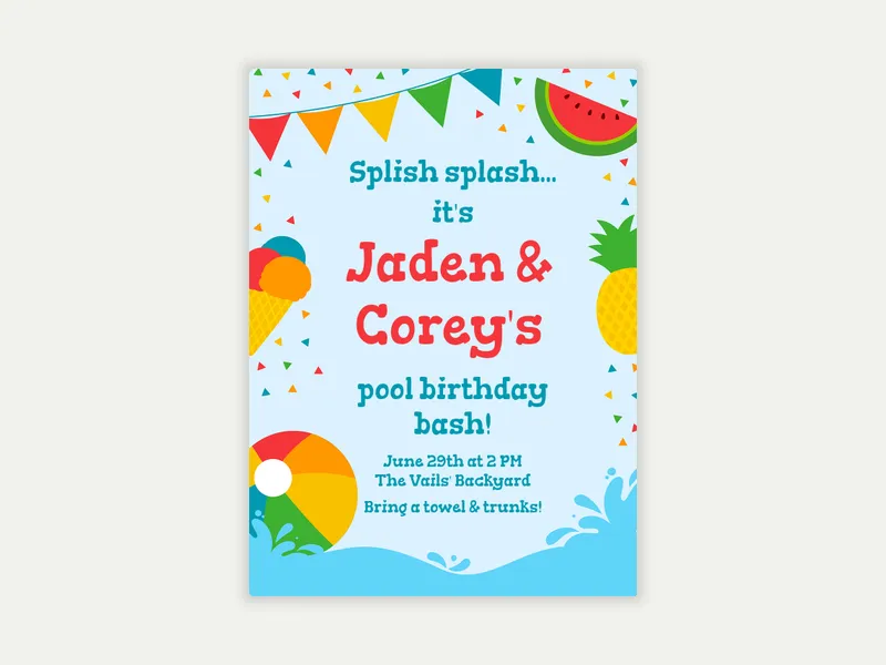 Summer Joys Invitation free template design