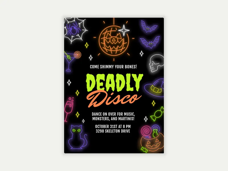 Deadly Disco Invitation free template design