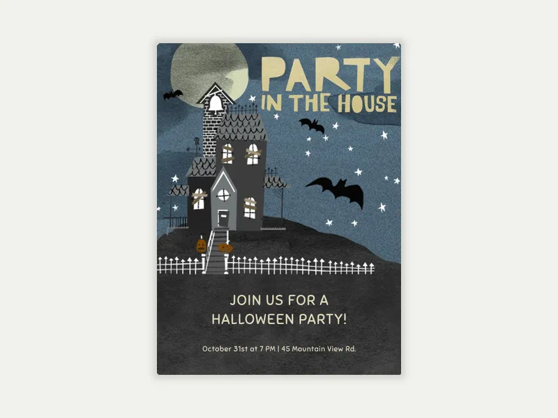 Halloween House Party Invitation free template design