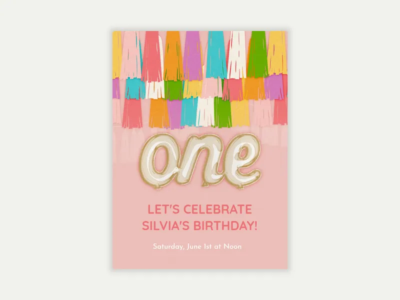 One Balloons Invitation free template design