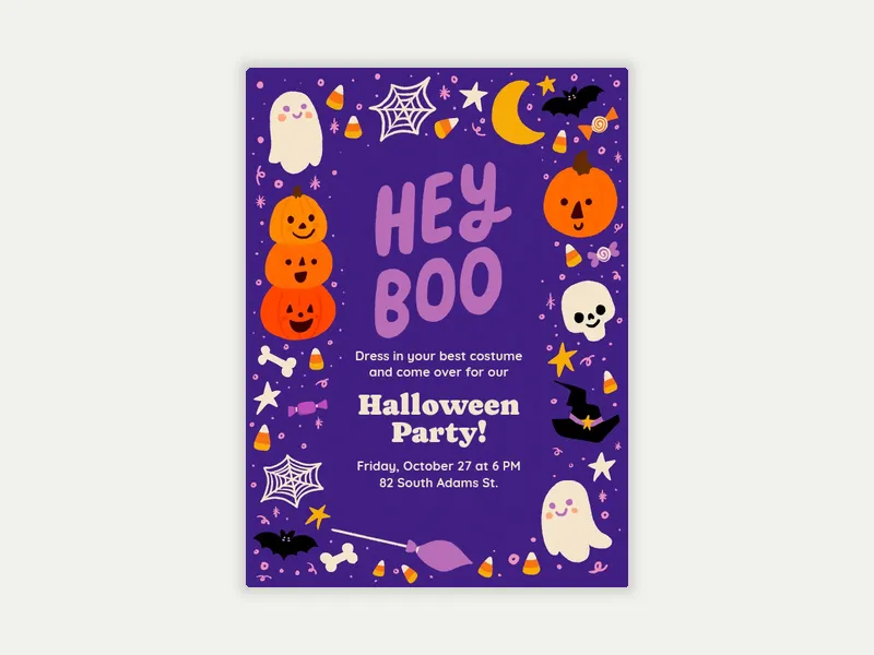 Hey, Boo Invitation free template design