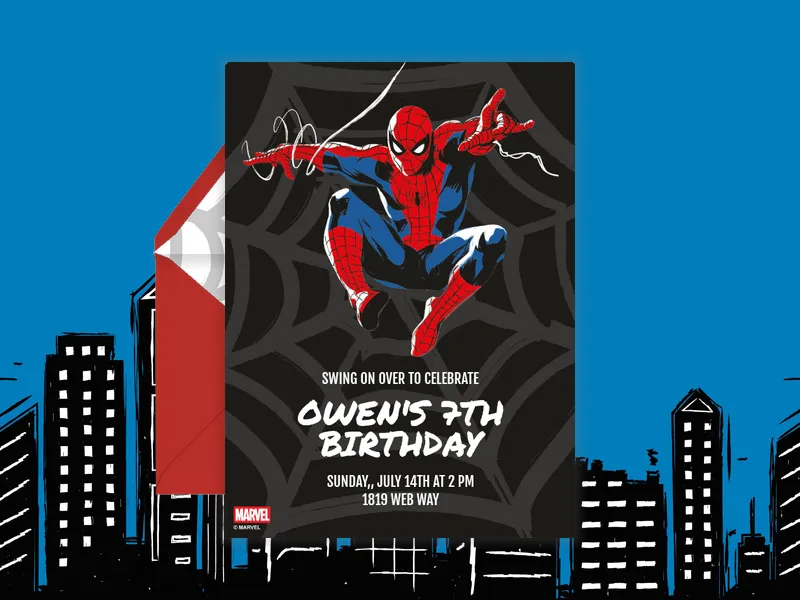 Marvel's Spider-Man: Swinging Webs Invitation premium template design